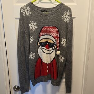 George Gray Sweater with Santa and Snowflakes
